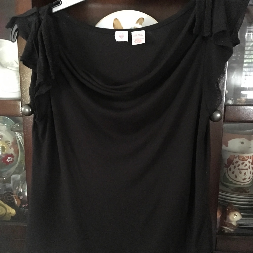 Anthropologie Black Flutter Cap Sleeve Sz M